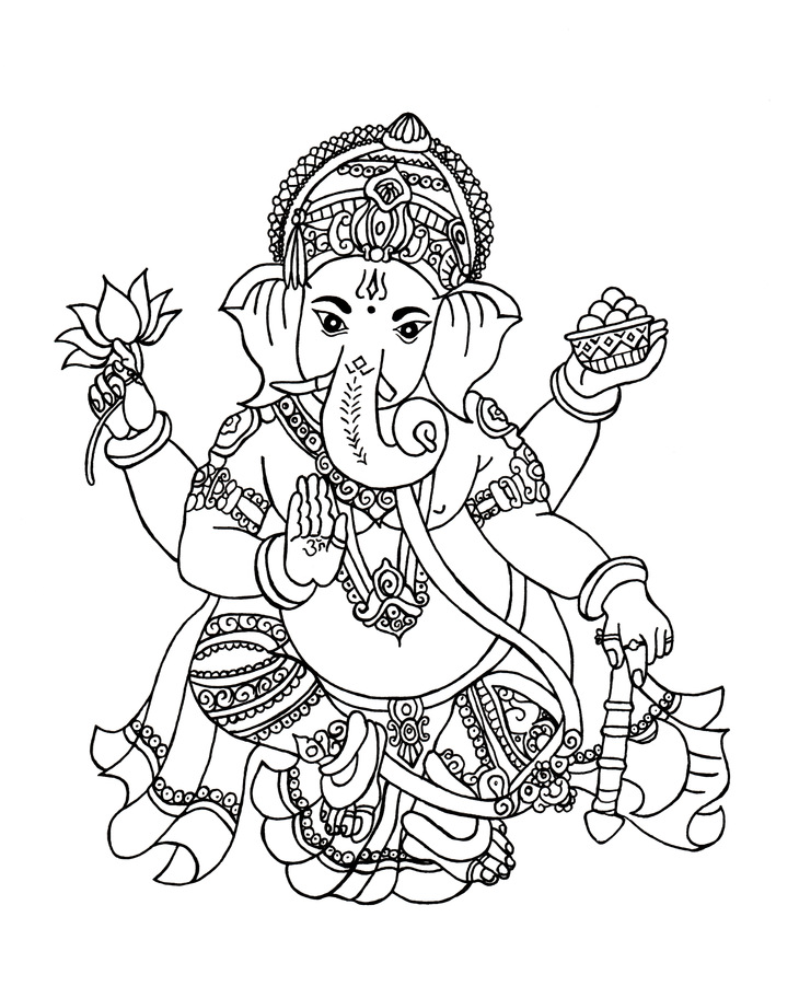 Ganesha Line Drawing (with large format psd working file) - HITRECORD Image