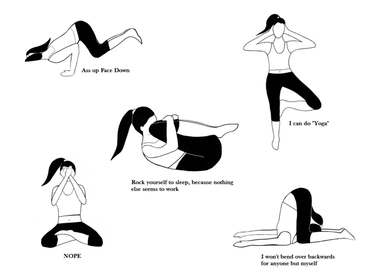 Put A Funny Passive Aggressive Spin On Classic Yoga Poses For The Denial Chapter Of The Art Of Breaking Up Book Hitrecord